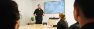 A presentation takes place in the Diamond Logistics office